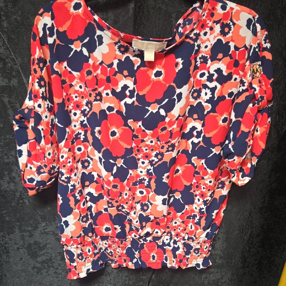 Michaels Floral Blouse - Red and Blue